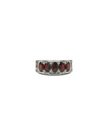 Silver Garnet Ring Natural Garnet Men Ring 5 Stone Garnet Ring Promise Ring - £38.54 GBP+