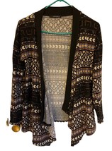 Carmela Cardigan Womens Size S Black Aztec Long Sleeved Open Front Knit ... - $16.65
