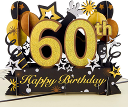 Happy 60Th Birthday Pop up Card, 60Th Birthday Card with Note and Envelope, 60Th - £15.93 GBP