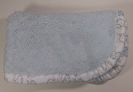 Blankets and Beyond Baby Blanket 25x30in Blue Elephant Trim Security Lovey Boy - $11.99