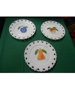 Beautiful  Set of 3 MILK WHITE Collector Wall Plates-Fruit Design with H... - $11.55