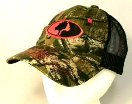 Mossy Oak Green Camouflage Baseball Hat Cap Pink Logo Adjustable Mesh Back - $12.16