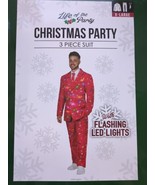 Ugly Christmas Sweater Mens Three Piece Christmas Suit - Red Print Jacke... - £31.60 GBP