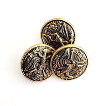 Vintage Retro Military Repro Buttons Gold Tone Eagle Crest Design .5&quot; - £7.98 GBP