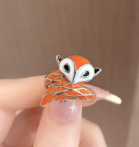 Drop oil enamel cartoon little fox open ring niche design cute - £15.82 GBP