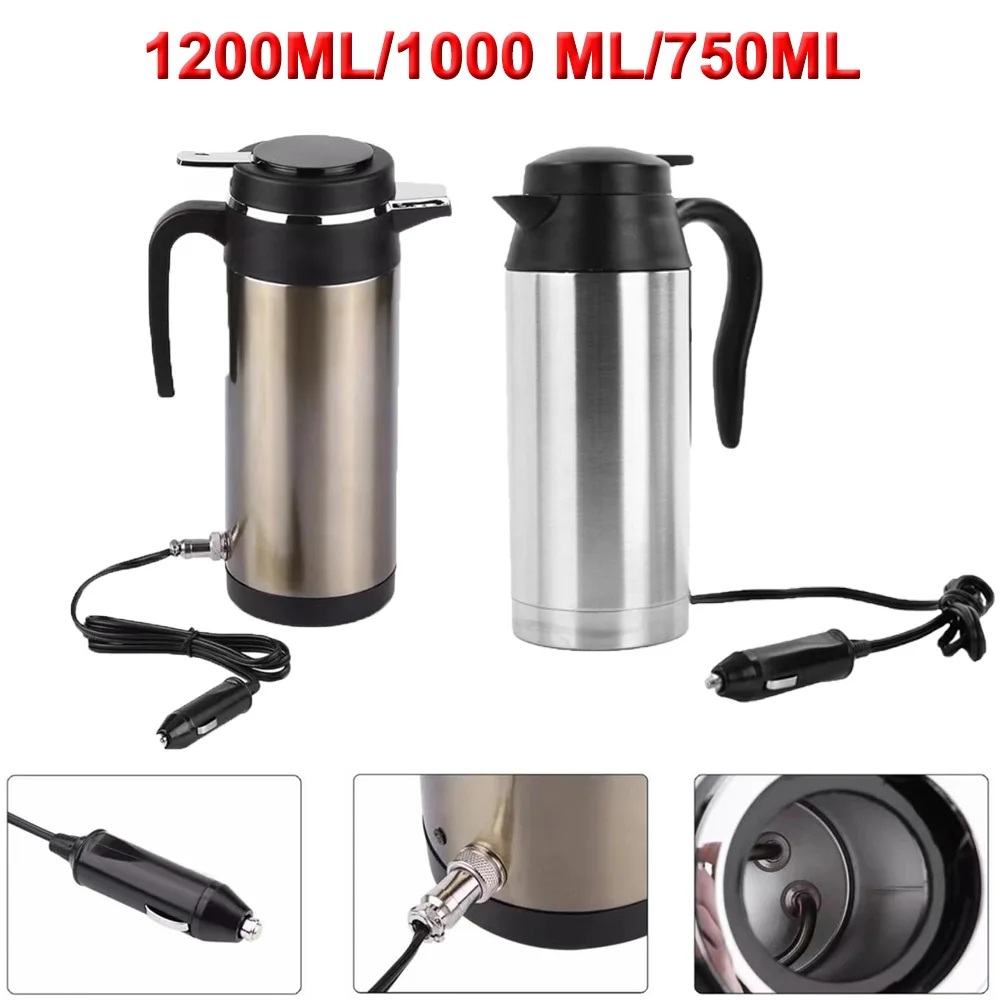Ml 1200ml car heating cup stainless steel electric kettle water coffee milk thermal mug thumb200