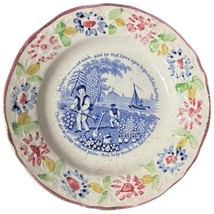 Antique 19th Century Staffordshire Child&#39;s Plate Transferware Industry N... - €43,42 EUR