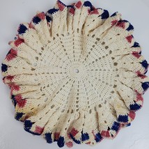 Vintage Handmade Crochet Raised Ruffle Doily 9.5 Inch - £13.40 GBP