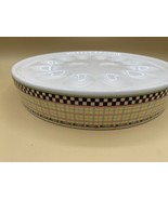 Sakura Easter Debbie Mumm Round Deviled Egg Plate Black White Checkered ... - $474.03 MXN