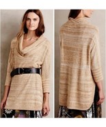 ANTHROPOLOGIE FIELD FLOWER Boho Cowl Neck Tunic Sweater XS Marled Space ... - $26.20 CAD