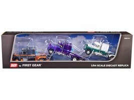 Mack R Sleeper Trio Set of 3 Truck Tractors in Gray Purple and Green 1/64 Diecas - $121.95