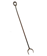 Antique Hand Forged Wrought Iron Flesh Meat 2-Prong Fork 25.25&quot;L - Stamp... - $51.92 CAD