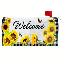 Sunflower Butterfly Welcome Mailbox Cover - Fits Standard Mailbox - 21&quot; ... - £7.60 GBP