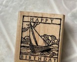 Happy Birthday Rubber Stamp Stampin up 2001 Single WONDERFUL WOODCUTS - $9.49