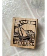 Happy Birthday Rubber Stamp Stampin up 2001 Single WONDERFUL WOODCUTS - £6.03 GBP