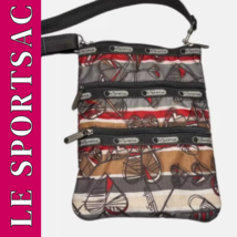 Vintage Le Sportsac Crossbody Bag Gray Red Kasey Hearts Purse Retro Whimsy - $359.27 MXN