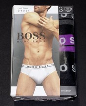 BOSS Hugo Boss 3 Pack Men&#39;s Cotton Stretch Mini Briefs 50458559 Black Size XL - £30.23 GBP
