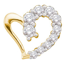 14k Yellow Gold Round Diamond Heart Love Fashion Pendant 1/5 Ctw - £159.07 GBP
