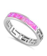 Pink Size 8 Opal Greek Band Ring Solid 925 Sterling Silver with Jewelry ... - £18.22 GBP