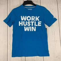 Work Hustle Win Medium Adidas Casual T-Shirt Blue New Youth - $9.99