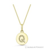 Initial Letter &quot;Q&quot; CZ Crystal 14k Yellow Gold 15x9mm Round Disc Necklace... - $2,133.70 MXN+