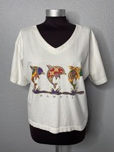 Vintage Crazy Shirts Hawaii Size L White Dolphins Graphic Dancing V Neck... - £18.48 GBP