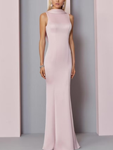 Sleeveless Hip-wrapped Skirt Zipper Button V Back Elegant Mother of the Bride - £76.54 GBP