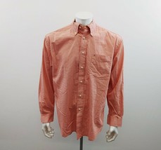 Tommy Hilfiger Men&#39;s Houndtooth Patterned Button Down Shirt Size Large Orange Wh - £9.25 GBP
