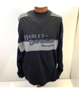 Harley Davidson Embroidered Mens 2XL Pullover Long Sleeve Shirt Black Gray - $643.94 MXN