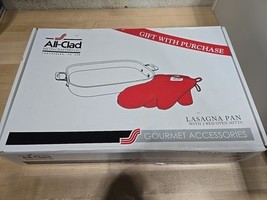 ALL CLAD ALL-CLAD STAINLESS STEEL LASAGNA PAN w/2 RED OVEN MITTS BRAND NEW - $84.75