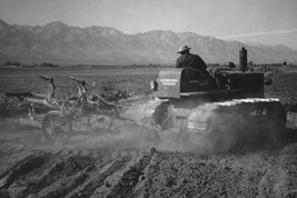 Benji Iguchi Driving Tractor in Field by Ansel Adams - Art Print - £17.57 GBP+