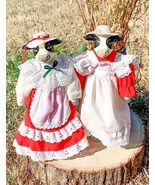 VTG Farmhouse Ceramic Country Cow Milk Maid Girl Dolls Prairie Dress Fig... - €33,28 EUR