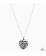 Paparazzi Charmingly Casanova Silver Heart Necklace - New - £3.52 GBP