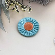 Cameo Brooch For Women, Handmade Ceramic Artisan Jewelry Textured Pin Gr... - $37.61
