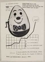 1951 Print Ad Humpty Dumpty Plastic Toys Alladin Inc. Los Angeles,California - £7.23 GBP