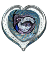 Vintage Randy Strong Art Glass Paperweight Dichoric Metal Flake Heart - $88.90 CAD