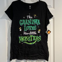 This Grandma Loves Her Little Monsters Black Graphic T Shirt Women&#39;s Sz ... - £10.98 GBP