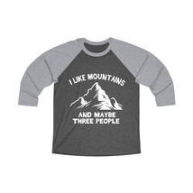 Unisex Tri-Blend 3/4 Raglan Tee &quot;I Like Mountains&quot; Minimalist Graphic - £27.13 GBP+