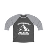 Unisex Tri-Blend 3/4 Raglan Tee &quot;I Like Mountains&quot; Minimalist Graphic - £26.72 GBP+