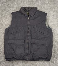 Vtg OshKosh BGosh Vest Men Large Black Canvas Insulated Flannel Outdoor Workwear - £23.50 GBP