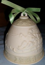 Lladro 1988 Porcelain Christmas Bell Ornament Santa/Reindeer Grn - $15.00