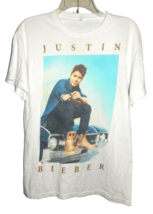 Justin Beiber Concert T-Shirt Medium 2012/2013 BELIEVE Tour White Short Sleeve - £16.06 GBP