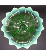 Antique c. 1900 Northwood Glass Green Opalescent Leaf &amp; Bead Footed Dish 8&quot; - €38,76 EUR