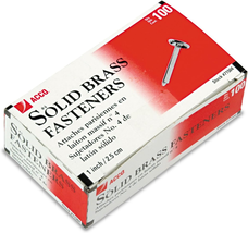 Solid Brass Paper Fasteners, 1 Inch Capacity, 100 Fasteners per Box (A70... - $27.86