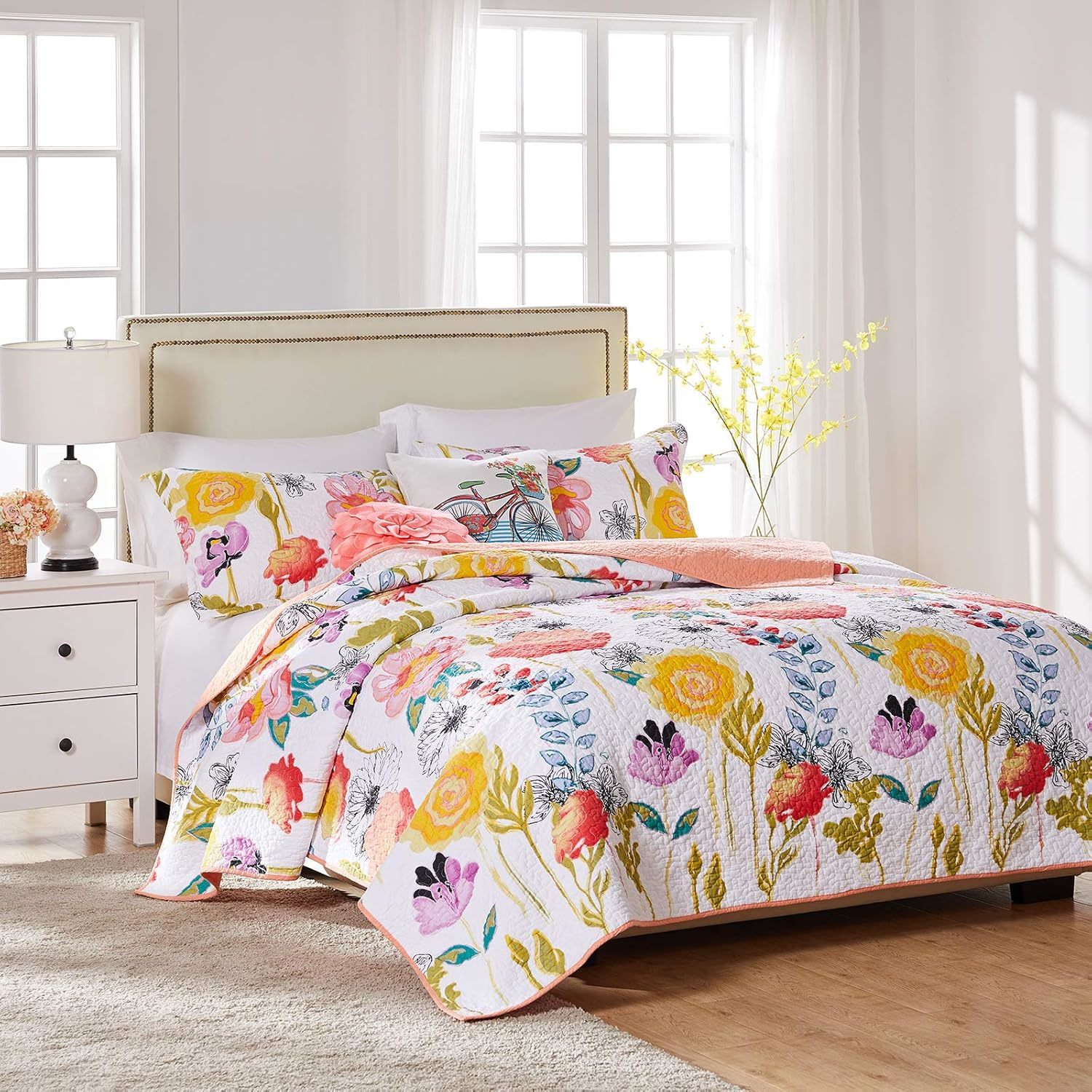 White 3-Piece King/Cal King Watercolor Dream Quilt Set From Greenland Home. - $129.99