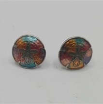 Vintage Enamel Sanddollar Post Earrings - $20.00