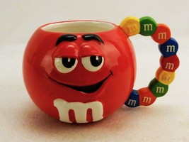 Red M&amp;M Porcelain Novelty Mug Planter, Candy Handle, 5&quot; Diameter, Galerie - $14.65