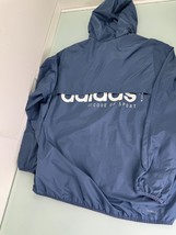 Adidas Caped Windbreaker Hoodie Jacket Men XL Vented Full Zip Blue Clima... - $24.72