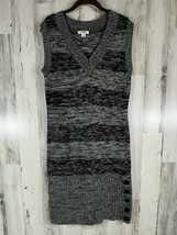 Cato Sweater Dress Black White Marled Stripe Sleeveless Button Accent Small - £10.82 GBP