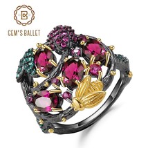 GEM&#39;S BALLET Natural Rhodolite Garnet Gemstone Ring 925 Sterling Silver Handmade - £42.08 GBP